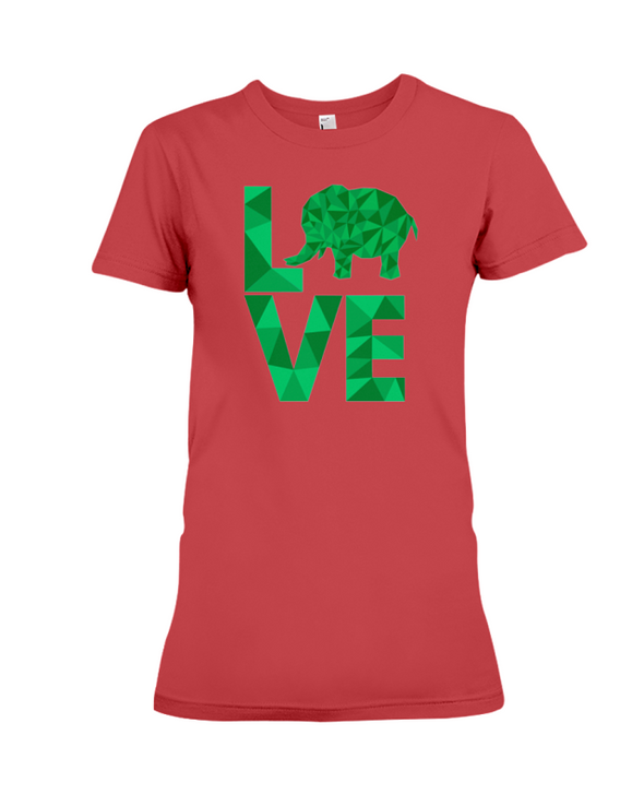 Elephant Love T-Shirt - Green - Red / S - Clothing elephants womens t-shirts