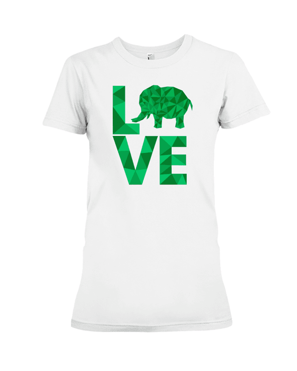 Elephant Love T-Shirt - Green - White / S - Clothing elephants womens t-shirts