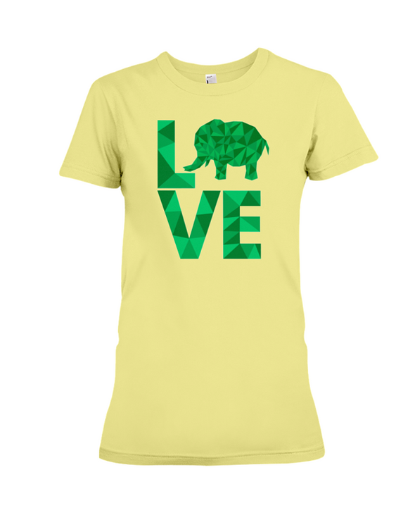 Elephant Love T-Shirt - Green - Yellow / S - Clothing elephants womens t-shirts