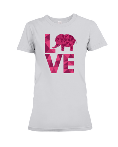 Elephant Love T-Shirt - Hot Pink - Athletic Heather / S - Clothing elephants womens t-shirts