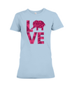 Elephant Love T-Shirt - Hot Pink - Baby Blue / S - Clothing elephants womens t-shirts