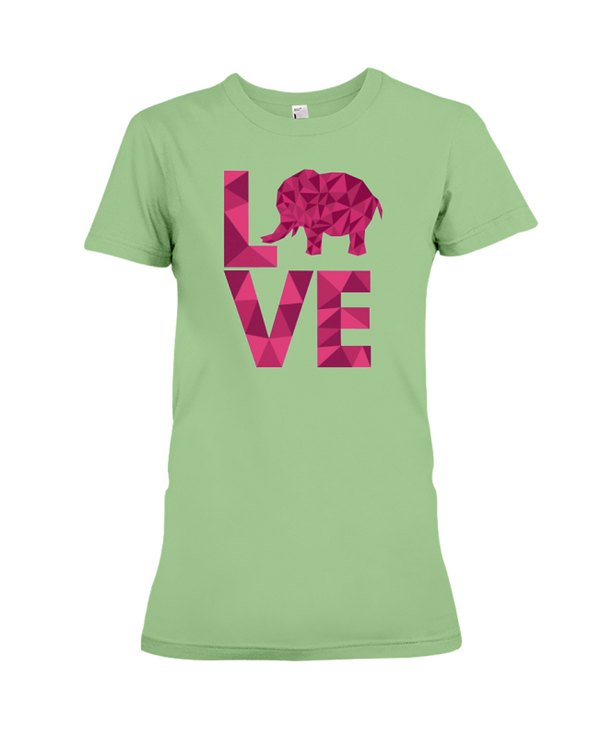Elephant Love T-Shirt - Hot Pink - Heather Green / S - Clothing elephants womens t-shirts
