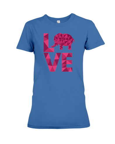Elephant Love T-Shirt - Hot Pink - Hthr True Royal / S - Clothing elephants womens t-shirts