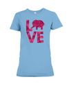 Elephant Love T-Shirt - Hot Pink - Ocean Blue / S - Clothing elephants womens t-shirts