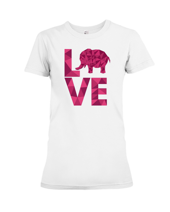 Elephant Love T-Shirt - Hot Pink - White / S - Clothing elephants womens t-shirts
