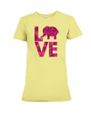 Elephant Love T-Shirt - Hot Pink - Yellow / S - Clothing elephants womens t-shirts