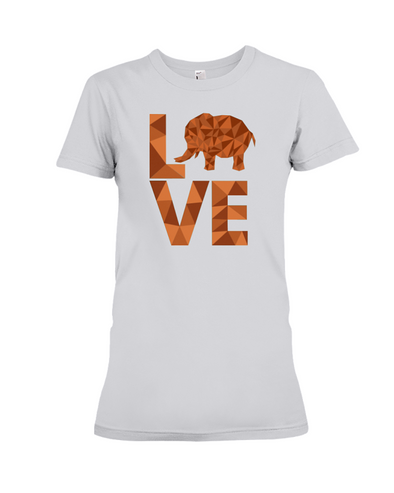 Elephant Love T-Shirt - Orange - Athletic Heather / S - Clothing elephants womens t-shirts