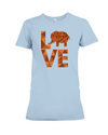 Elephant Love T-Shirt - Orange - Baby Blue / S - Clothing elephants womens t-shirts