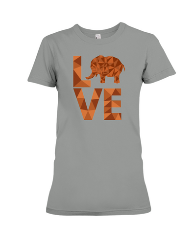 Elephant Love T-Shirt - Orange - Deep Heather / S - Clothing elephants womens t-shirts