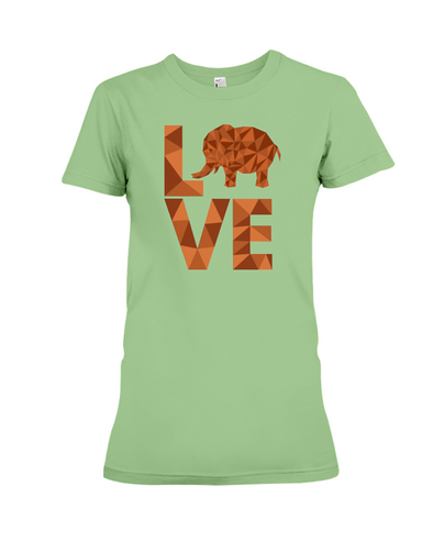 Elephant Love T-Shirt - Orange - Heather Green / S - Clothing elephants womens t-shirts