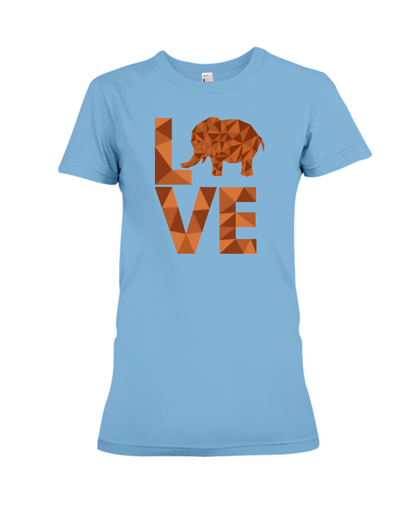 Elephant Love T-Shirt - Orange - Ocean Blue / S - Clothing elephants womens t-shirts