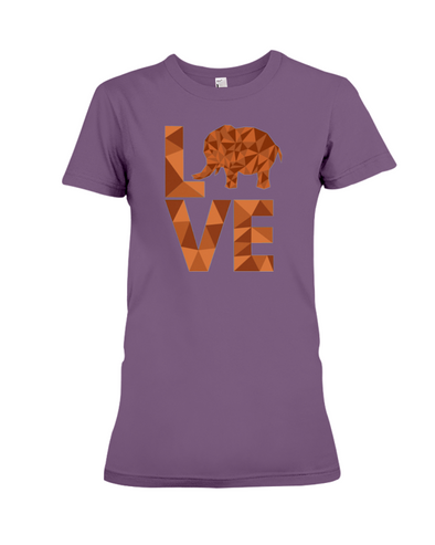 Elephant Love T-Shirt - Orange - Team Purple / S - Clothing elephants womens t-shirts