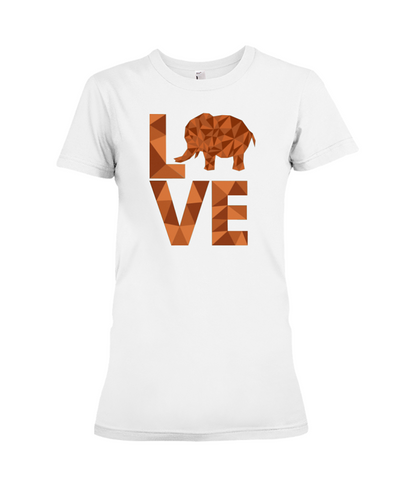 Elephant Love T-Shirt - Orange - White / S - Clothing elephants womens t-shirts