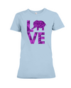 Elephant Love T-Shirt - Purple - Baby Blue / S - Clothing elephants womens t-shirts