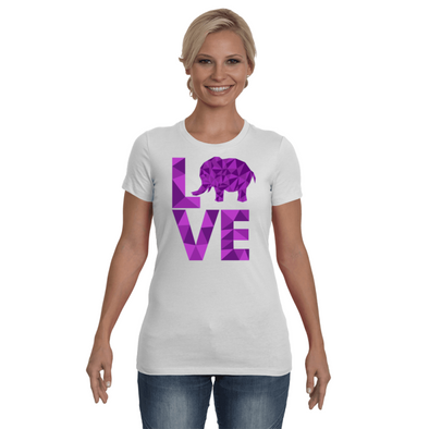 Elephant Love T-Shirt - Purple - Clothing elephants womens t-shirts