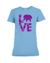 Elephant Love T-Shirt - Purple - Ocean Blue / S - Clothing elephants womens t-shirts