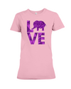 Elephant Love T-Shirt - Purple - Pink / S - Clothing elephants womens t-shirts