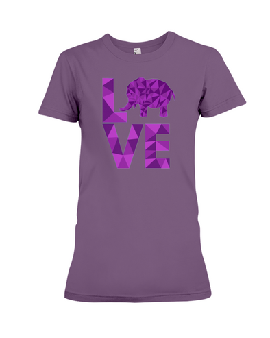 Elephant Love T-Shirt - Purple - Team Purple / S - Clothing elephants womens t-shirts