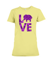 Elephant Love T-Shirt - Purple - Yellow / S - Clothing elephants womens t-shirts