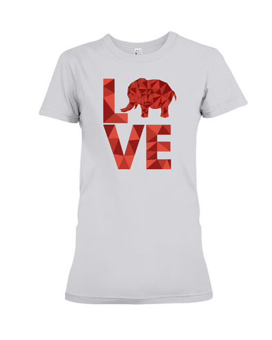Elephant Love T-Shirt - Red - Athletic Heather / S - Clothing elephants womens t-shirts