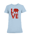 Elephant Love T-Shirt - Red - Baby Blue / S - Clothing elephants womens t-shirts