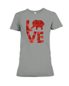 Elephant Love T-Shirt - Red - Deep Heather / S - Clothing elephants womens t-shirts