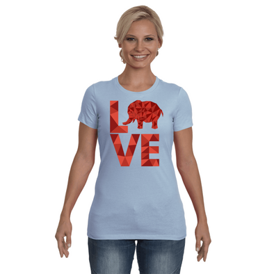 Elephant Love T-Shirt - Red - Clothing elephants womens t-shirts