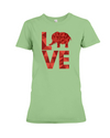 Elephant Love T-Shirt - Red - Heather Green / S - Clothing elephants womens t-shirts