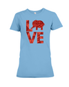 Elephant Love T-Shirt - Red - Ocean Blue / S - Clothing elephants womens t-shirts