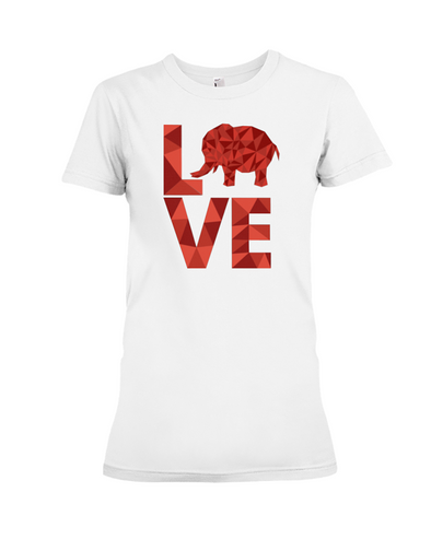 Elephant Love T-Shirt - Red - White / S - Clothing elephants womens t-shirts