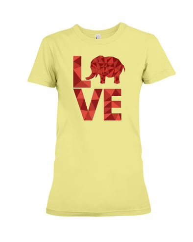Elephant Love T-Shirt - Red - Yellow / S - Clothing elephants womens t-shirts
