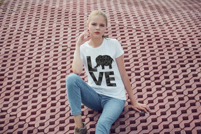 Elephant Love T-Shirt - White - Clothing elephants womens t-shirts
