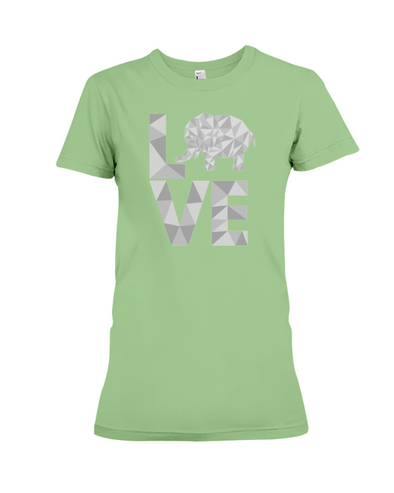Elephant Love T-Shirt - White - Heather Green / S - Clothing elephants womens t-shirts