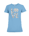 Elephant Love T-Shirt - White - Ocean Blue / S - Clothing elephants womens t-shirts