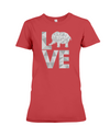 Elephant Love T-Shirt - White - Red / S - Clothing elephants womens t-shirts