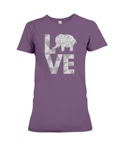 Elephant Love T-Shirt - White - Team Purple / S - Clothing elephants womens t-shirts