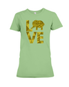 Elephant Love T-Shirt - Yellow - Heather Green / S - Clothing elephants womens t-shirts