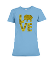 Elephant Love T-Shirt - Yellow - Ocean Blue / S - Clothing elephants womens t-shirts