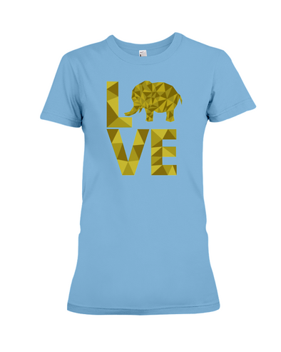 Elephant Love T-Shirt - Yellow - Ocean Blue / S - Clothing elephants womens t-shirts