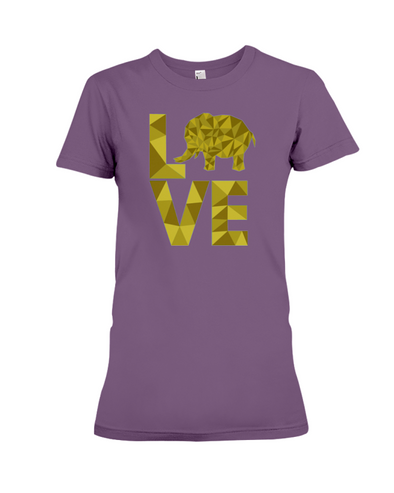 Elephant Love T-Shirt - Yellow - Team Purple / S - Clothing elephants womens t-shirts