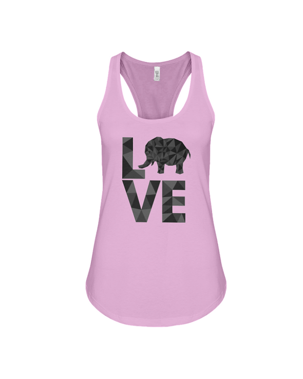 Elephant Love Tank-Top - Black - Soft Pink / S - Clothing elephants womens t-shirts