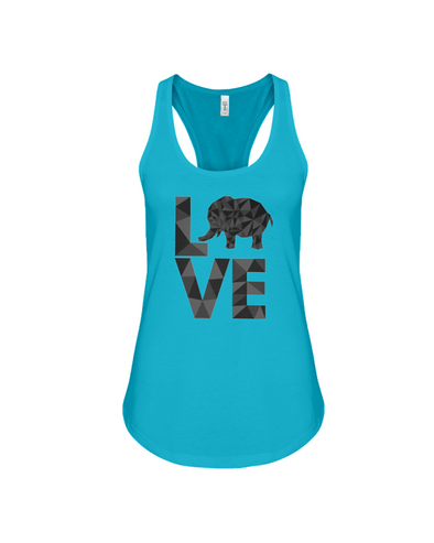 Elephant Love Tank-Top - Black - Turquoise / S - Clothing elephants womens t-shirts