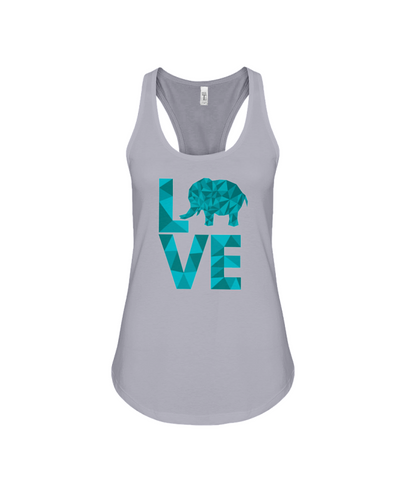 Elephant Love Tank-Top - Blue - Athletic Heather / S - Clothing elephants womens t-shirts