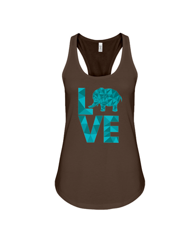 Elephant Love Tank-Top - Blue - Chocolate / S - Clothing elephants womens t-shirts