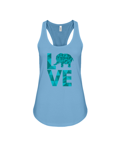Elephant Love Tank-Top - Blue - Ocean Blue / S - Clothing elephants womens t-shirts
