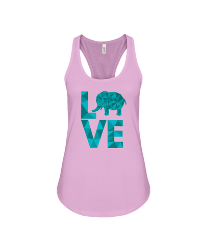 Elephant Love Tank-Top - Blue - Soft Pink / S - Clothing elephants womens t-shirts