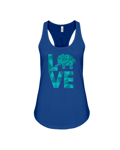 Elephant Love Tank-Top - Blue - True Royal / S - Clothing elephants womens t-shirts