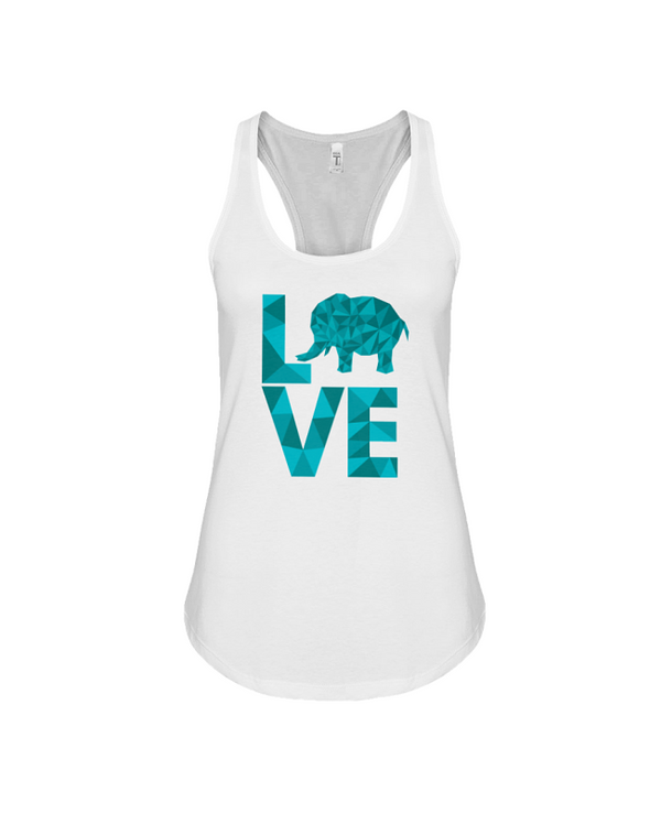 Elephant Love Tank-Top - Blue - White / S - Clothing elephants womens t-shirts
