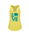 Elephant Love Tank-Top - Blue - Yellow / S - Clothing elephants womens t-shirts