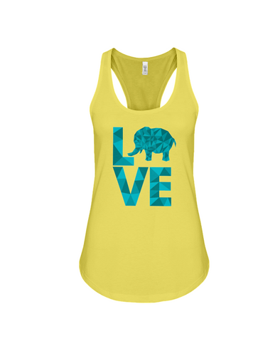 Elephant Love Tank-Top - Blue - Yellow / S - Clothing elephants womens t-shirts